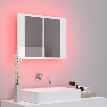 DULAP DE BAIE CU OGLINDA/LED, ALB LUCIOS [3]
