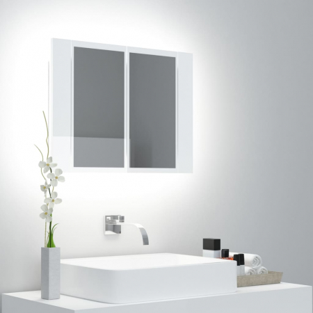 Dulap baie - DULAP DE BAIE CU OGLINDA/LED, ALB LUCIOS