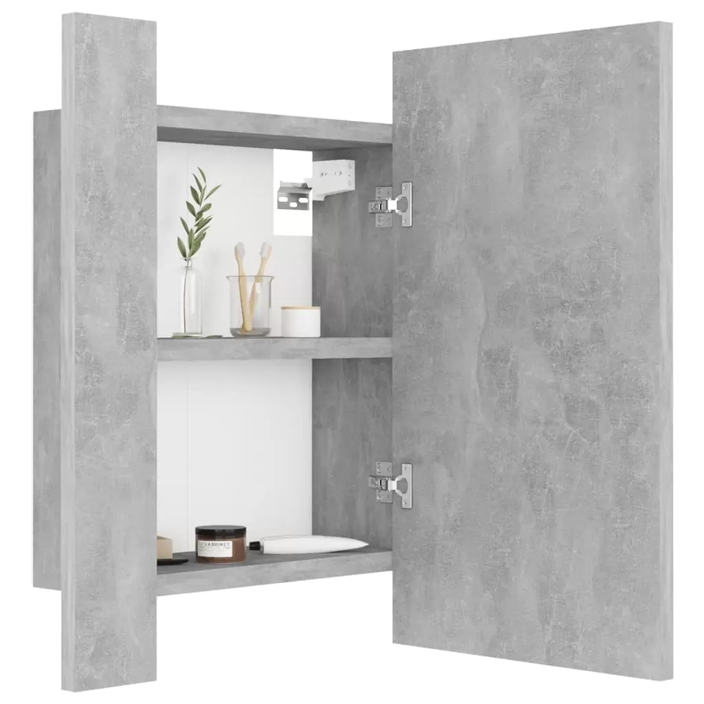 DULAP DE BAIE CU OGLINDA & LED, GRI BETON [6]