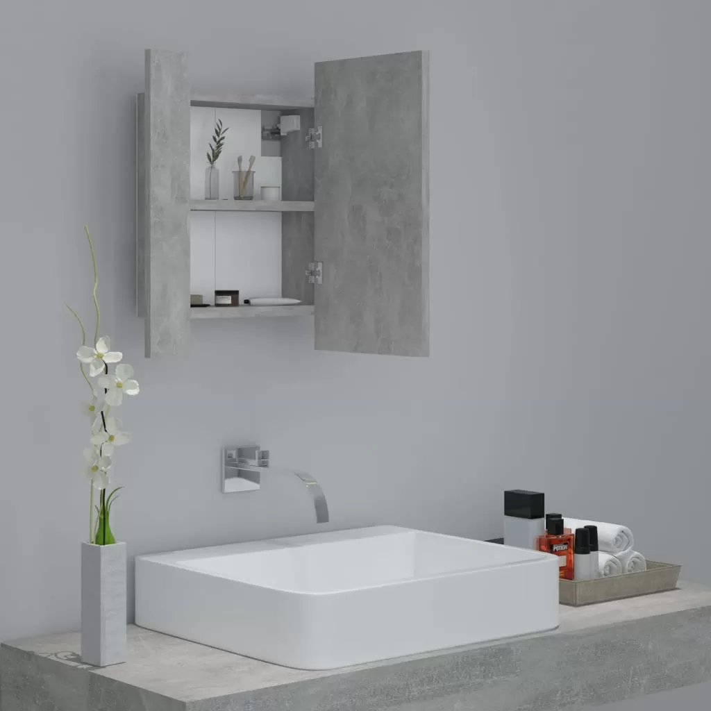 DULAP DE BAIE CU OGLINDA & LED, GRI BETON [5]
