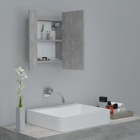 DULAP DE BAIE CU OGLINDA & LED, GRI BETON [5]