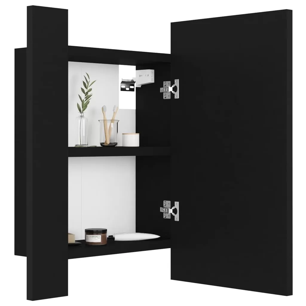 DULAP DE BAIE CU OGLINDA & LED, NEGRU [6]