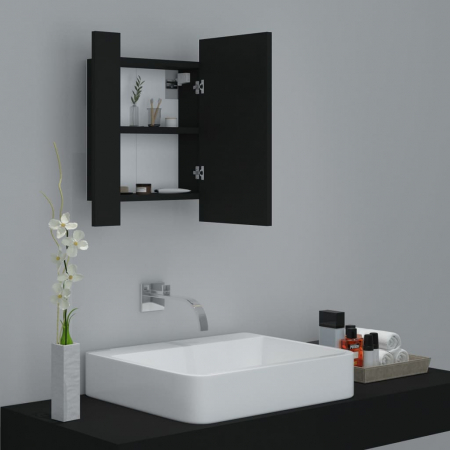 DULAP DE BAIE CU OGLINDA & LED, NEGRU [5]