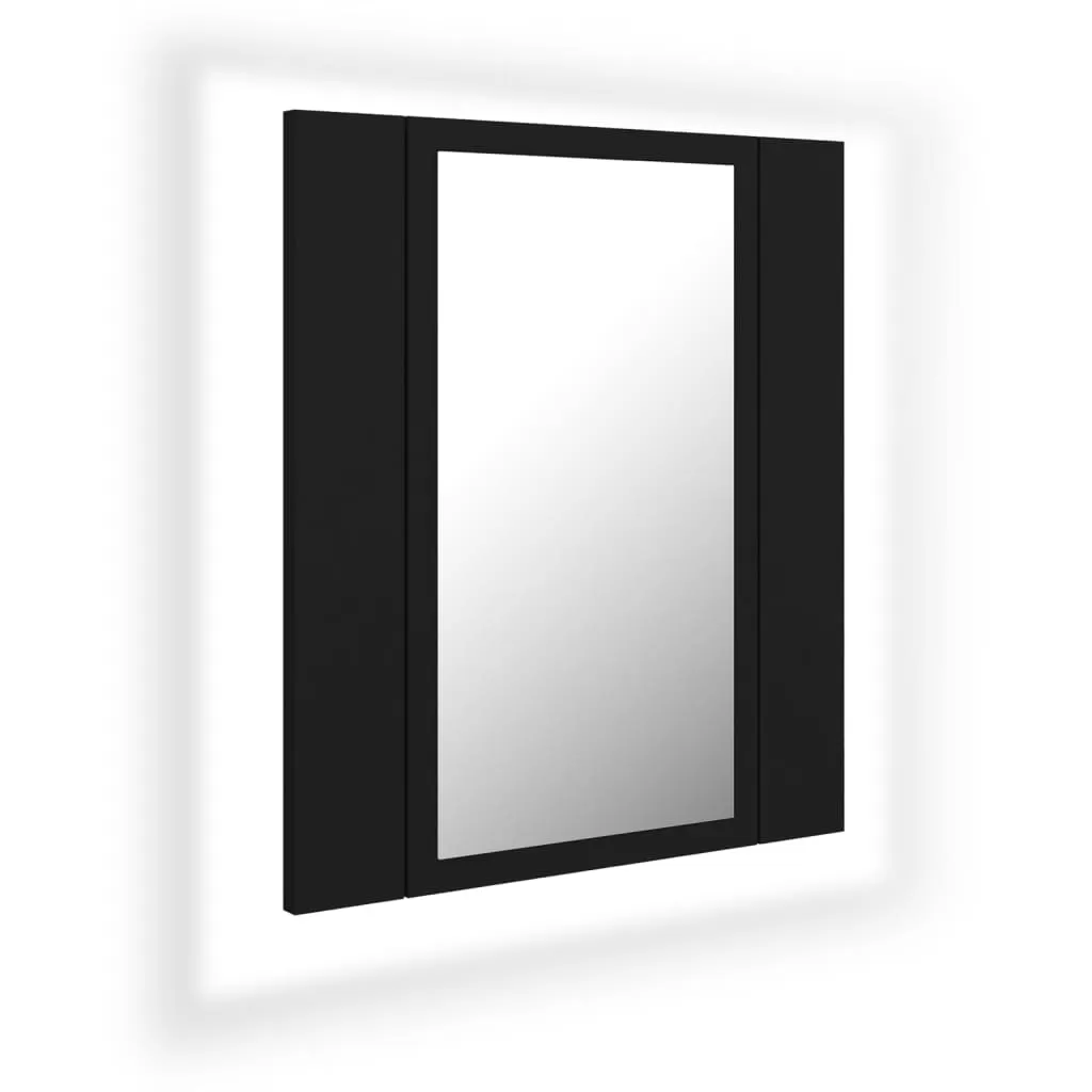 DULAP DE BAIE CU OGLINDA & LED, NEGRU [1]