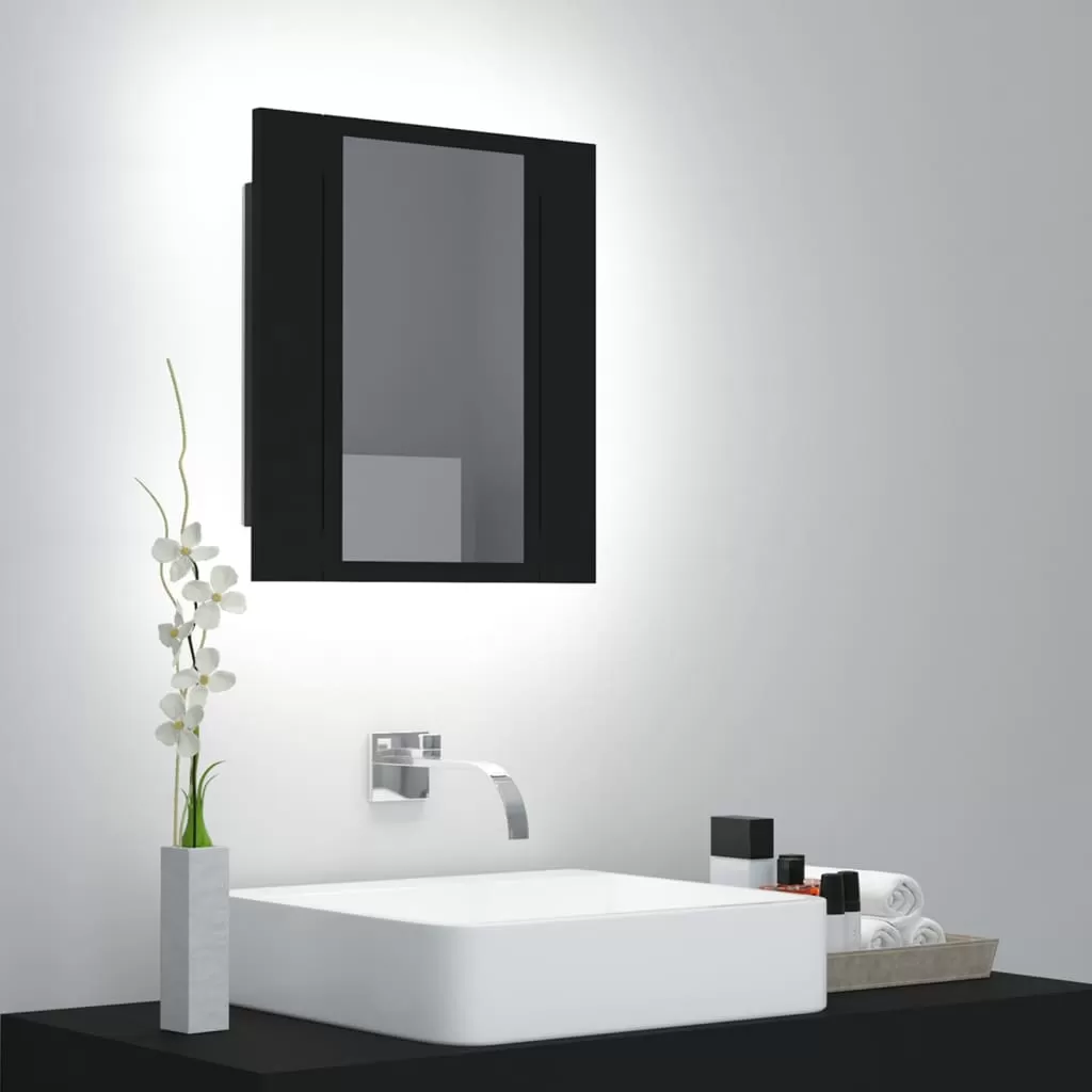 Dulap baie cu oglinda - DULAP DE BAIE CU OGLINDA & LED, NEGRU