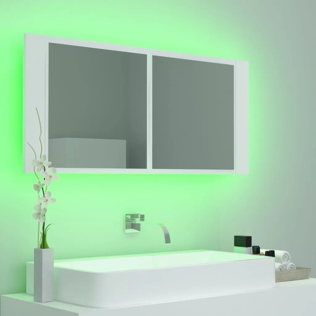 DULAP DE BAIE CU OGLINDA SI LED, ALB [5]
