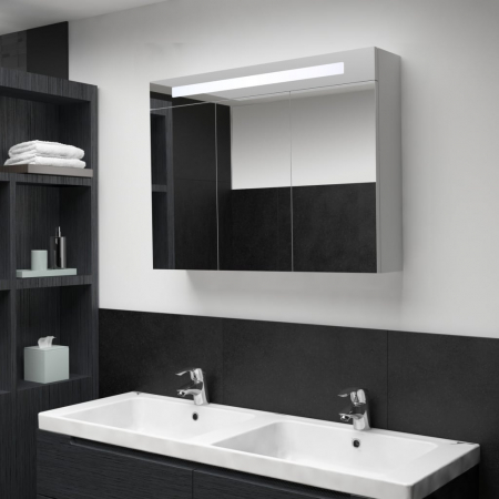 Dulap baie - DULAP DE BAIE CU OGLINDA SI LED, ALB