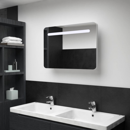 Dulap baie - DULAP DE BAIE CU OGLINDA SI LED, ALB, 80 X 11 X 55 CM