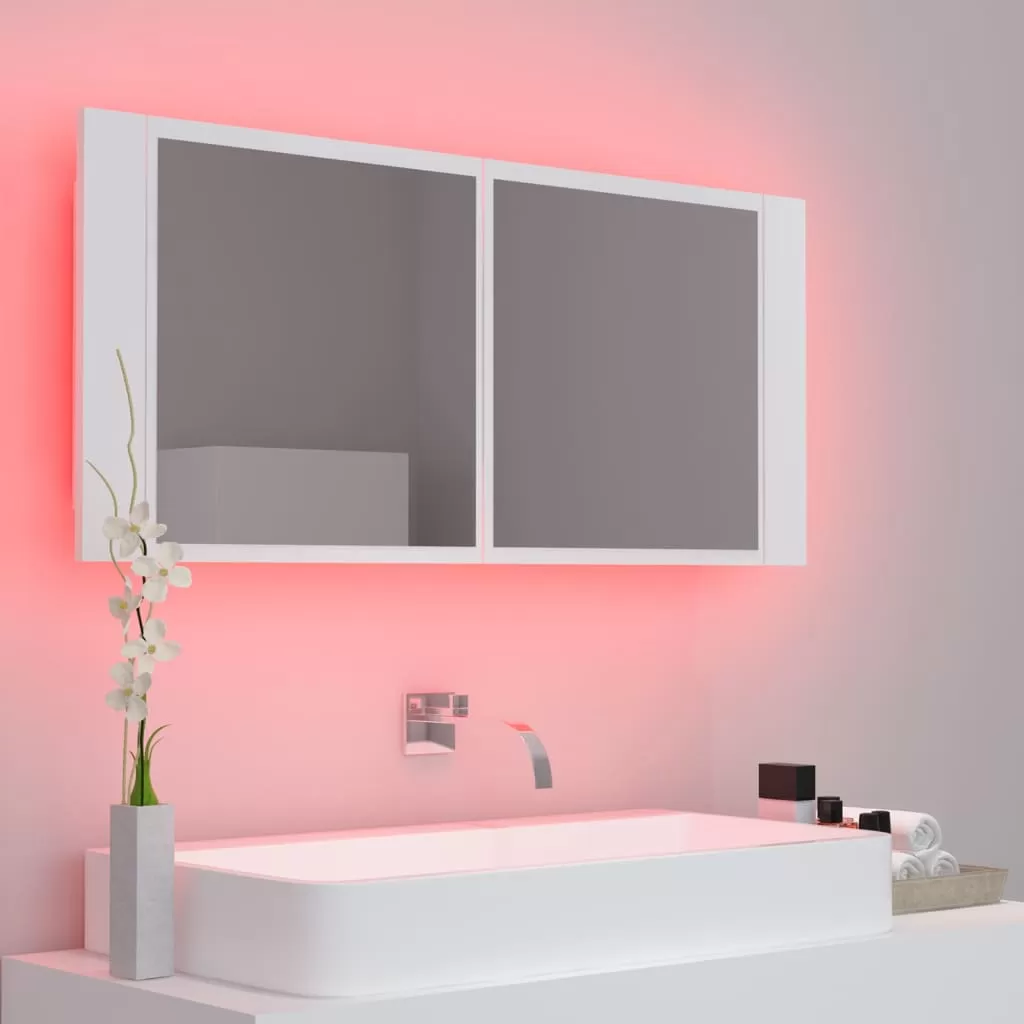 DULAP DE BAIE CU OGLINDA SI LED, ALB [6]