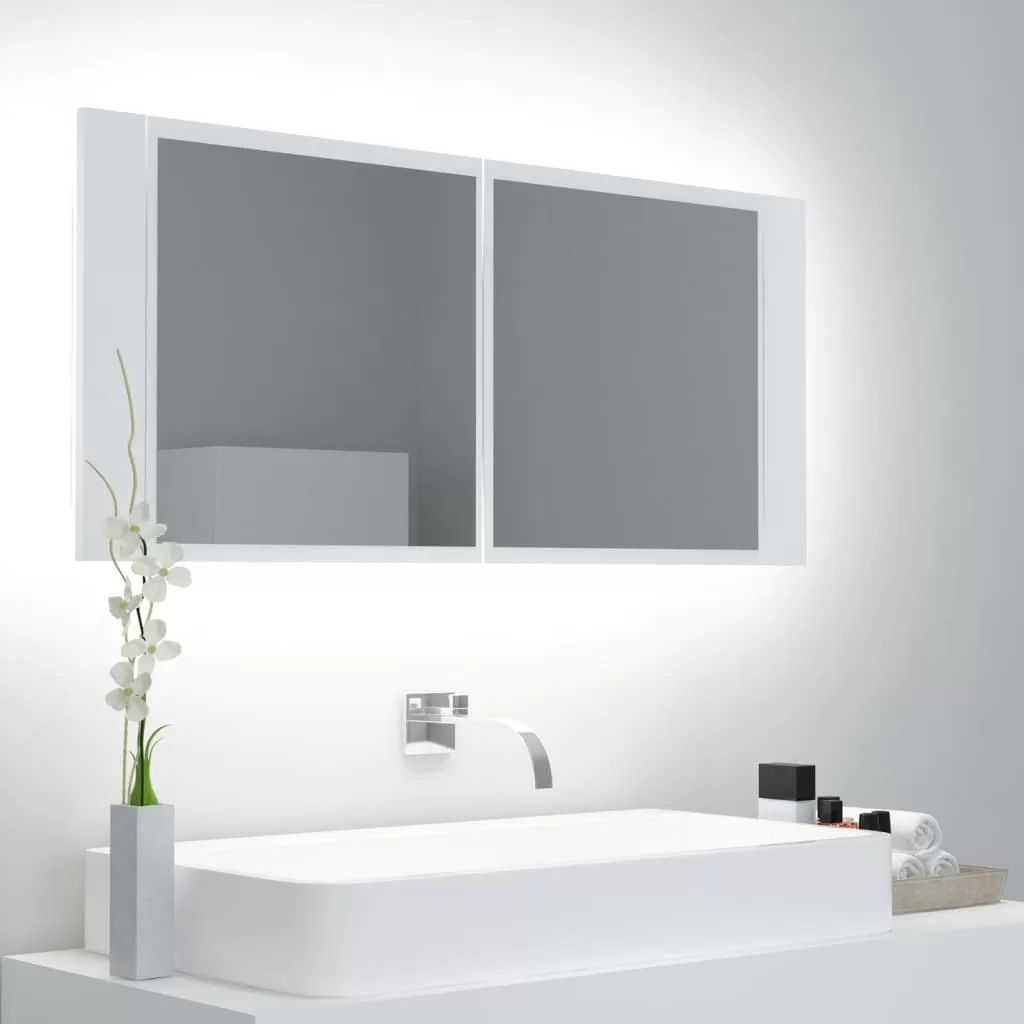 Dulap baie - DULAP DE BAIE CU OGLINDA SI LED, ALB