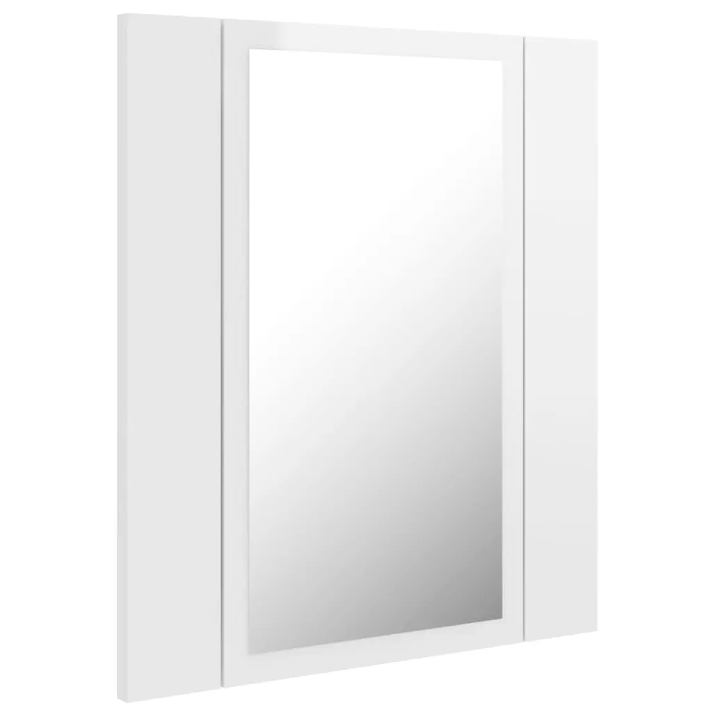 DULAP DE BAIE CU OGLINDA SI LED, ALB LUCIOS [6]