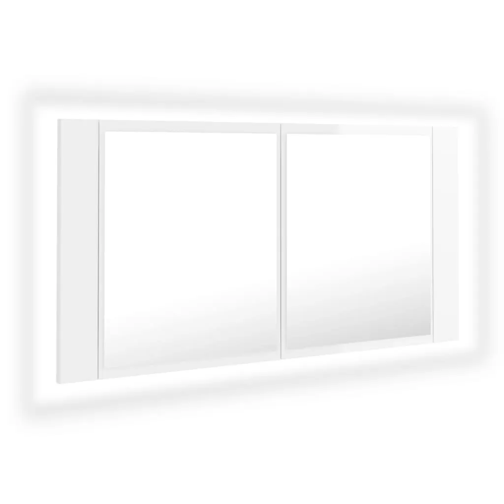 DULAP DE BAIE CU OGLINDA SI LED, ALB LUCIOS [1]