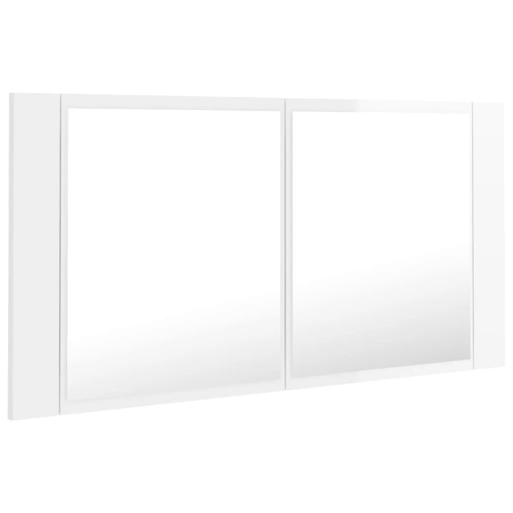 DULAP DE BAIE CU OGLINDA SI LED, ALB LUCIOS [7]