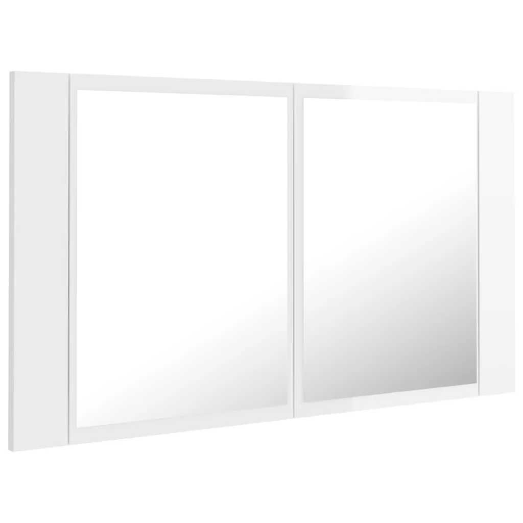 DULAP DE BAIE CU OGLINDA SI LED, ALB LUCIOS [7]