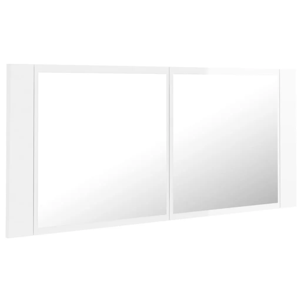 DULAP DE BAIE CU OGLINDA SI LED, ALB LUCIOS [6]