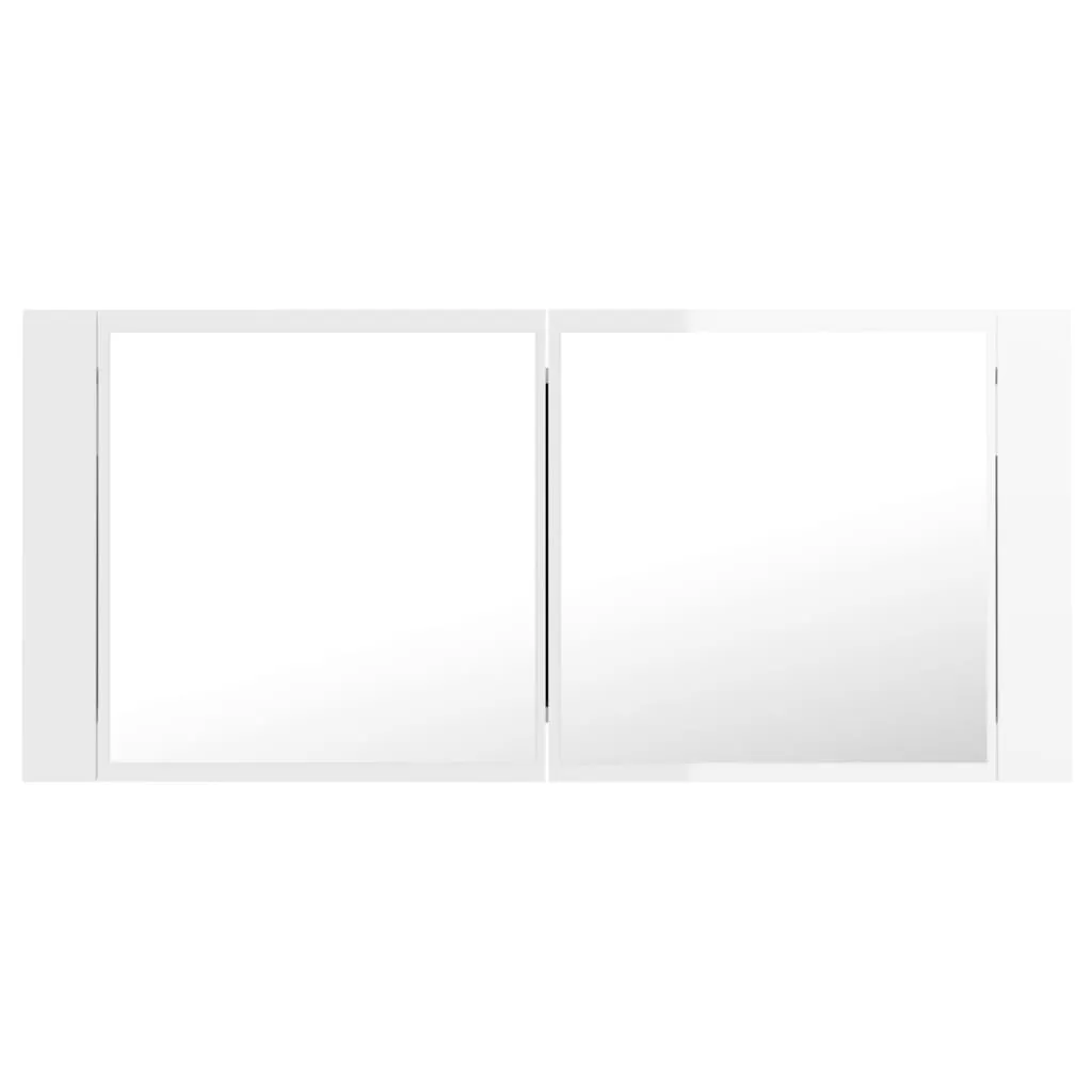 DULAP DE BAIE CU OGLINDA SI LED, ALB LUCIOS [7]