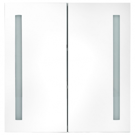 DULAP DE BAIE CU OGLINDA SI LED, ALB SI ARGINTIU, 62 X 14 X 60 CM [2]