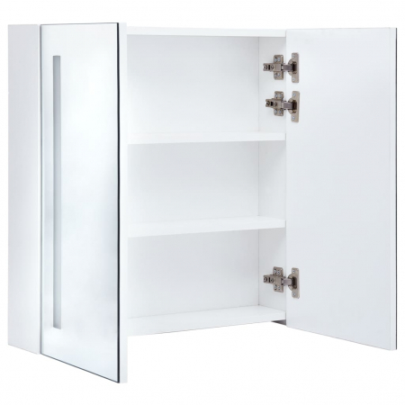 DULAP DE BAIE CU OGLINDA SI LED, ALB SI ARGINTIU, 62 X 14 X 60 CM [4]