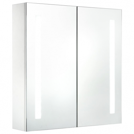DULAP DE BAIE CU OGLINDA SI LED, ALB SI ARGINTIU, 62 X 14 X 60 CM [1]