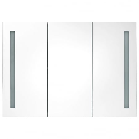DULAP DE BAIE CU OGLINDA SI LED, ALB SI ARGINTIU, 89 X 14 X 62 CM [2]