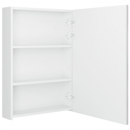 DULAP DE BAIE CU OGLINDA SI LED, ALB STRĂLUCITOR, 50 X 13 X 70 CM [4]