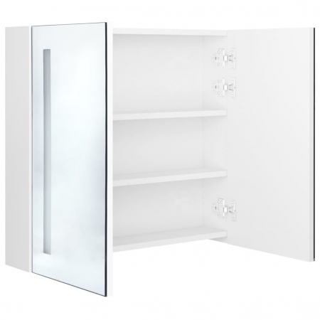 DULAP DE BAIE CU OGLINDA SI LED ALB STRALUCITOR 62X14X60 CM, ALB STRĂLUCITOR, 62 X 14 X 60 CM [4]