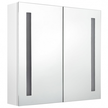 DULAP DE BAIE CU OGLINDA SI LED ALB STRALUCITOR 62X14X60 CM, ALB STRĂLUCITOR, 62 X 14 X 60 CM [2]