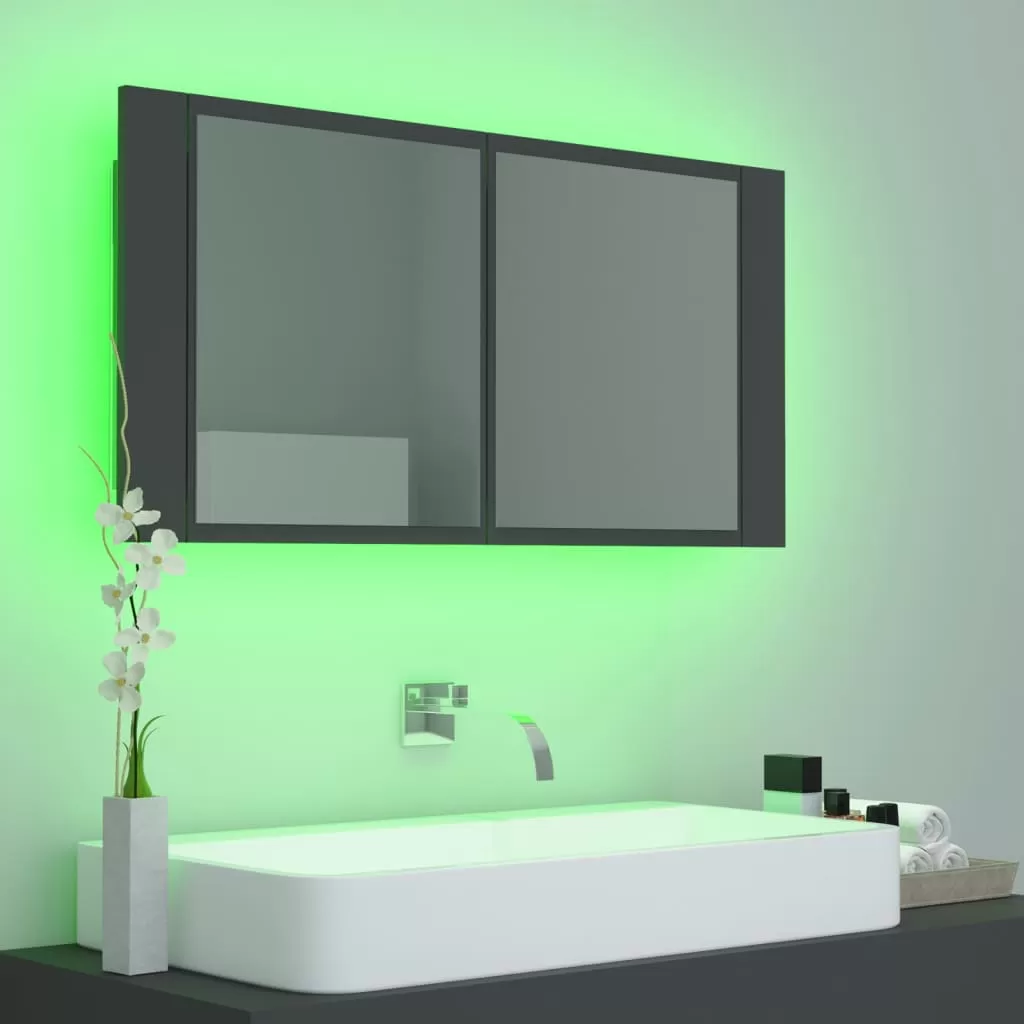 DULAP DE BAIE CU OGLINDA SI LED, GRI [3]