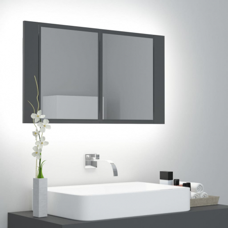 Dulap baie - DULAP DE BAIE CU OGLINDA SI LED, GRI