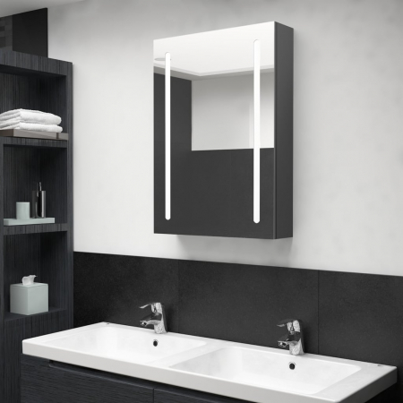 Dulap baie - DULAP DE BAIE CU OGLINDA SI LED, GRI, 50 X 13 X 70 CM