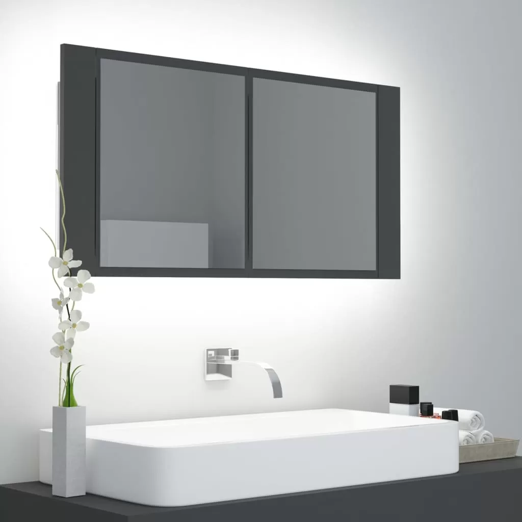 Dulap baie - DULAP DE BAIE CU OGLINDA SI LED, GRI
