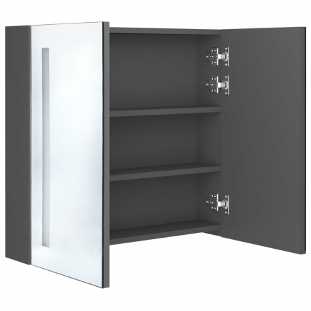 DULAP DE BAIE CU OGLINDA SI LED, GRI, 62 X 14 X 60 CM [4]