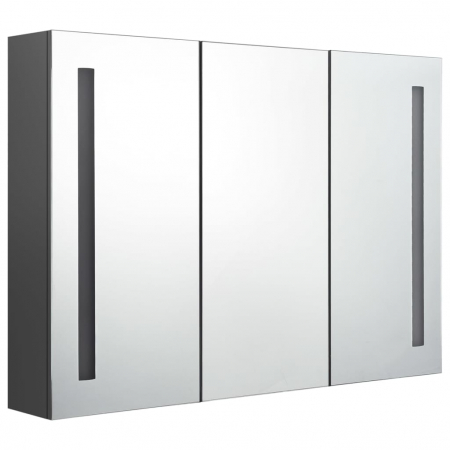 DULAP DE BAIE CU OGLINDA SI LED, GRI, 89 X 14 X 62 CM [1]