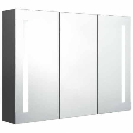 DULAP DE BAIE CU OGLINDA SI LED, GRI, 89 X 14 X 62 CM [2]