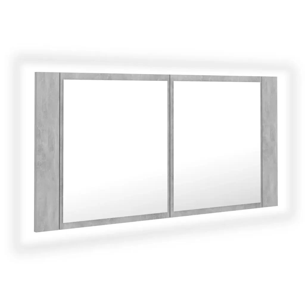 DULAP DE BAIE CU OGLINDA SI LED, GRI BETON [1]
