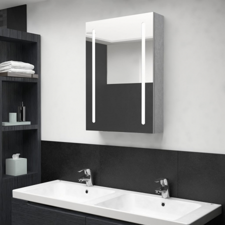 Dulap baie - DULAP DE BAIE CU OGLINDA SI LED, GRI BETON, 50 X 13 X 70 CM
