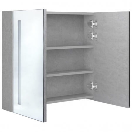 DULAP DE BAIE CU OGLINDA SI LED, GRI BETON, 62 X 14 X 60 CM [3]