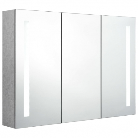DULAP DE BAIE CU OGLINDA SI LED, GRI BETON, 89 X 14 X 62 CM [2]