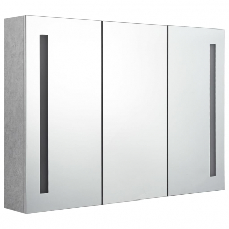 DULAP DE BAIE CU OGLINDA SI LED, GRI BETON, 89 X 14 X 62 CM [1]