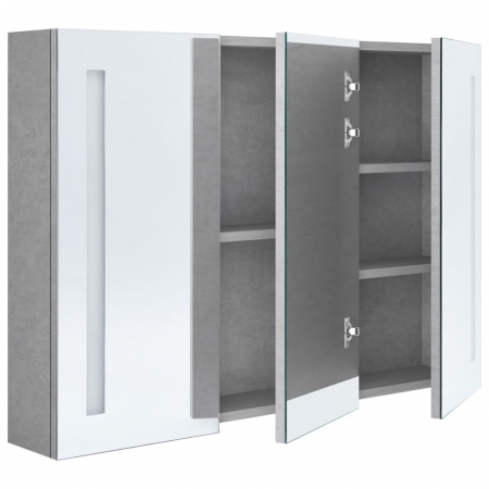 DULAP DE BAIE CU OGLINDA SI LED, GRI BETON, 89 X 14 X 62 CM [3]