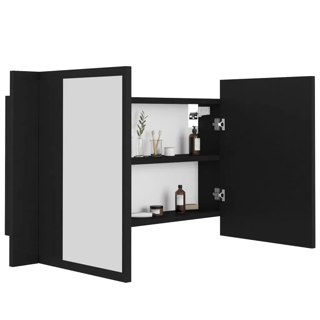 DULAP DE BAIE CU OGLINDA SI LED, NEGRU [6]