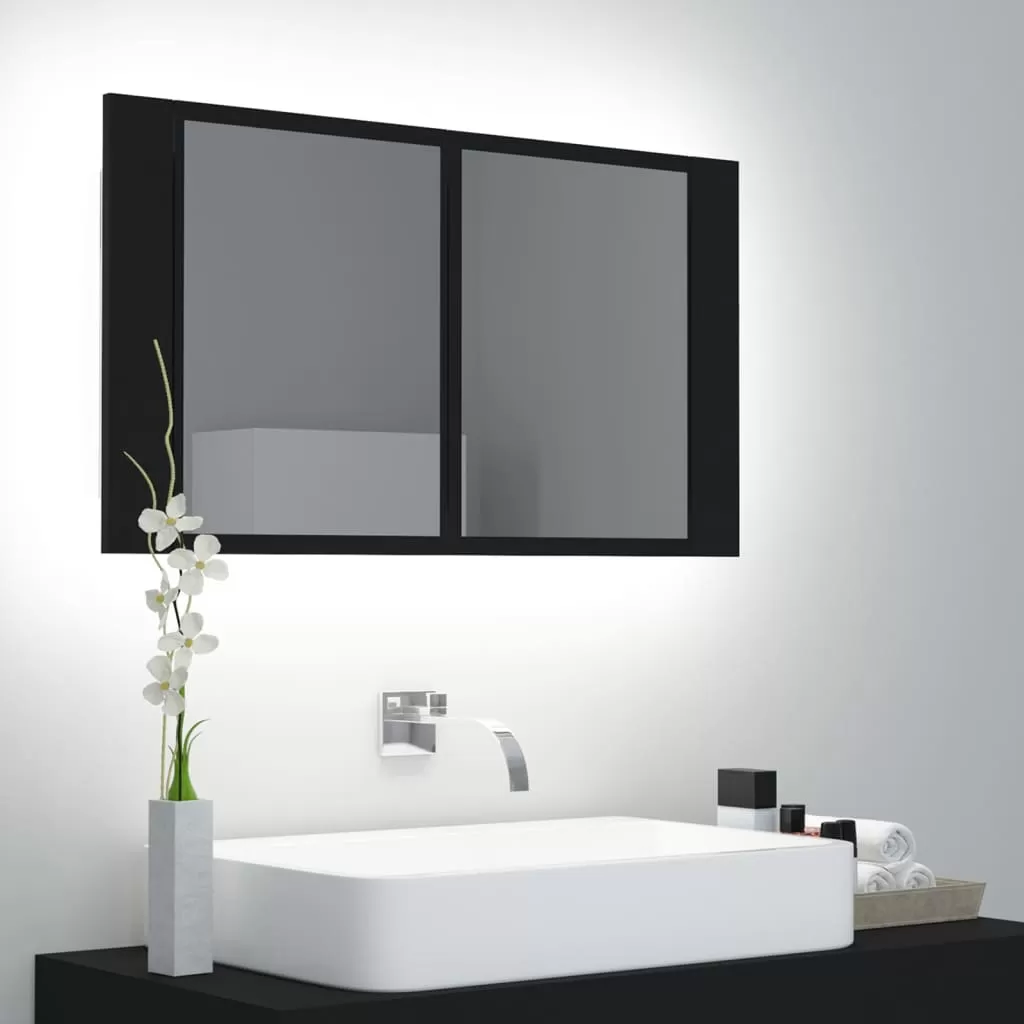 Dulap baie - DULAP DE BAIE CU OGLINDA SI LED, NEGRU