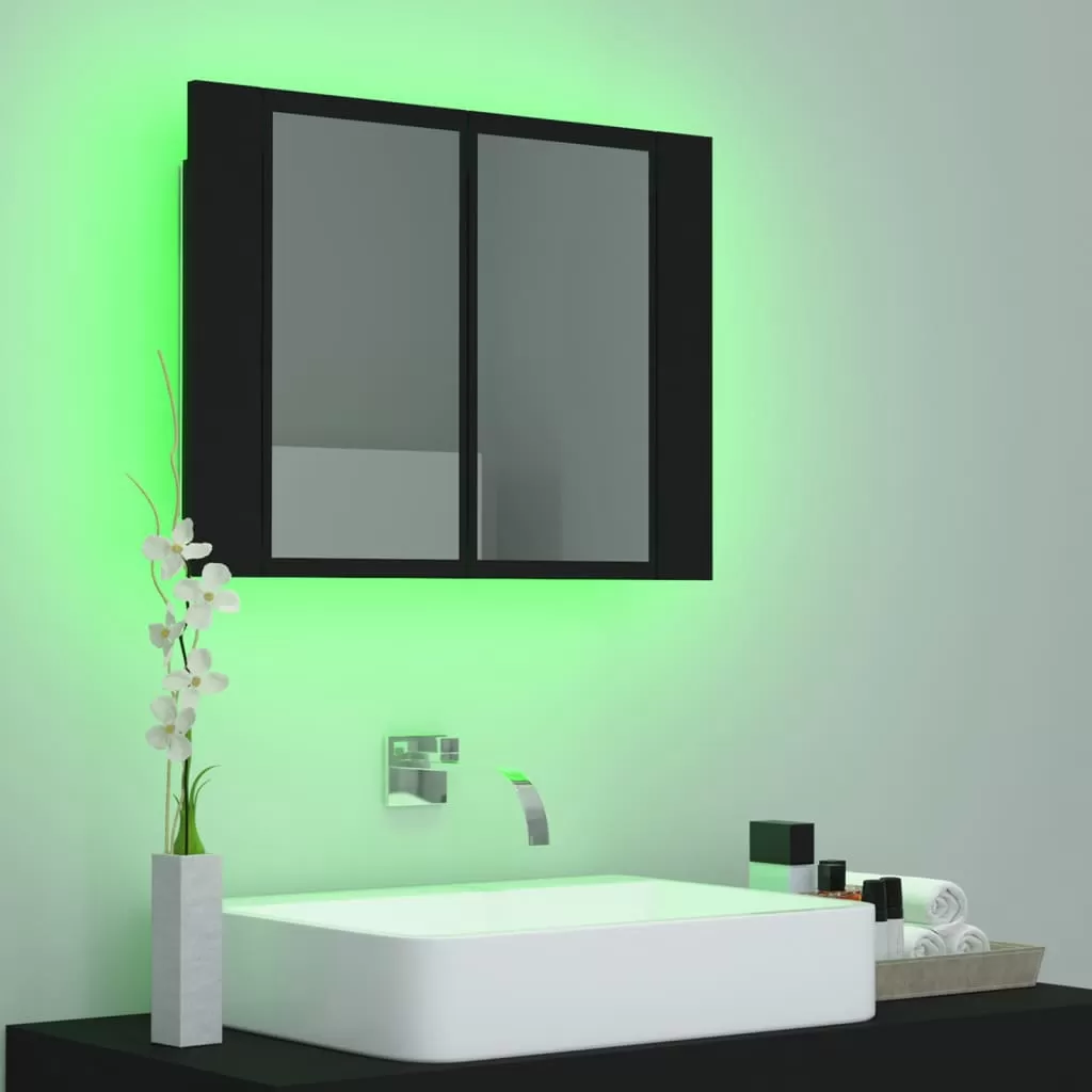 DULAP DE BAIE CU OGLINDA SI LED, NEGRU [4]
