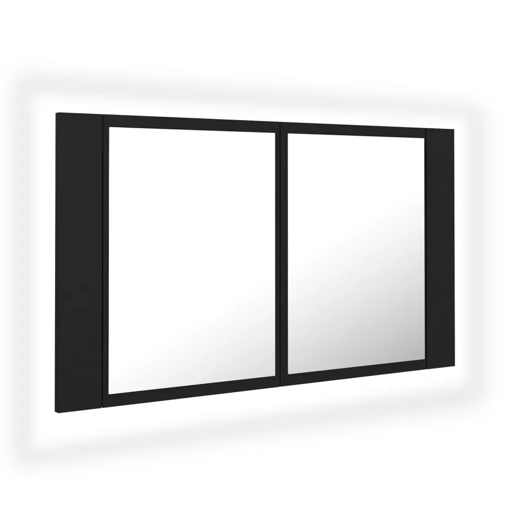 DULAP DE BAIE CU OGLINDA SI LED, NEGRU [1]