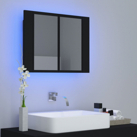 DULAP DE BAIE CU OGLINDA SI LED, NEGRU [2]