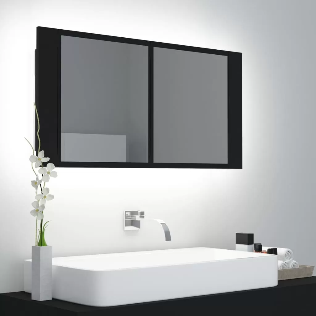 Dulap baie - DULAP DE BAIE CU OGLINDA SI LED, NEGRU