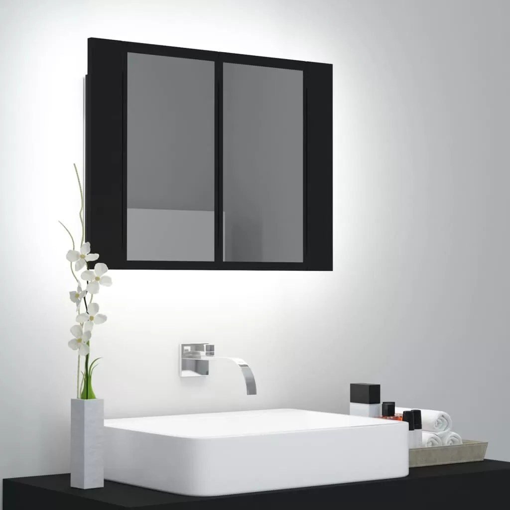 Dulap baie - DULAP DE BAIE CU OGLINDA SI LED, NEGRU