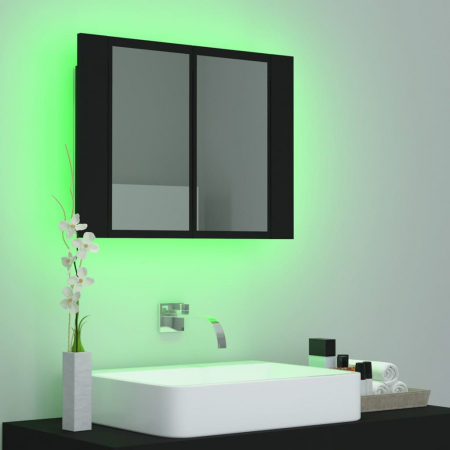 DULAP DE BAIE CU OGLINDA SI LED, NEGRU [4]