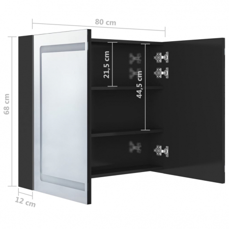 DULAP DE BAIE CU OGLINDA SI LED, NEGRU [7]