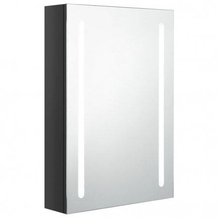 DULAP DE BAIE CU OGLINDA SI LED, NEGRU STRĂLUCITOR, 50 X 13 X 70 CM [1]